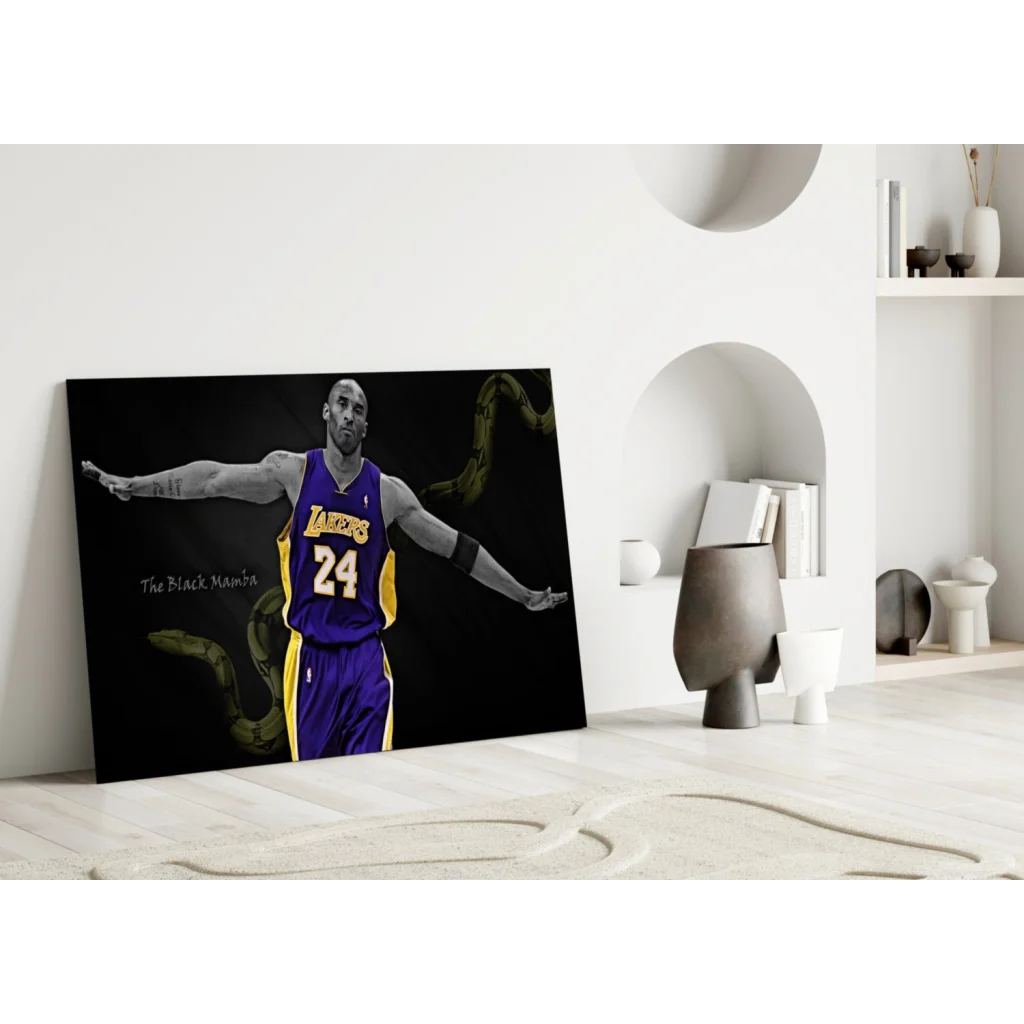 Kobe Bryant Lakers Canvas Wall Art Print Purple Gold Jersey | Modern Wall Art Decor | vintageantiquesgifts.com