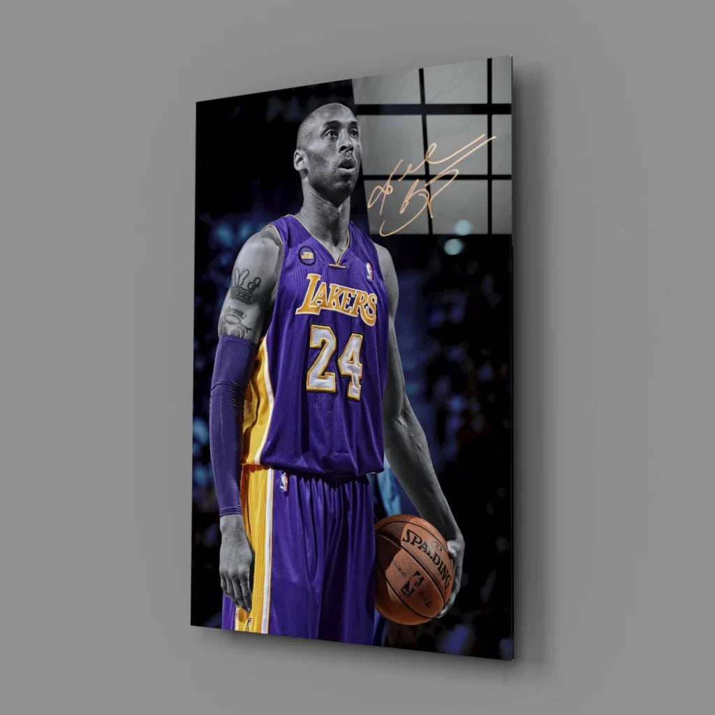 Kobe Bryant Lakers number 24 purple gold jersey canvas wall art print