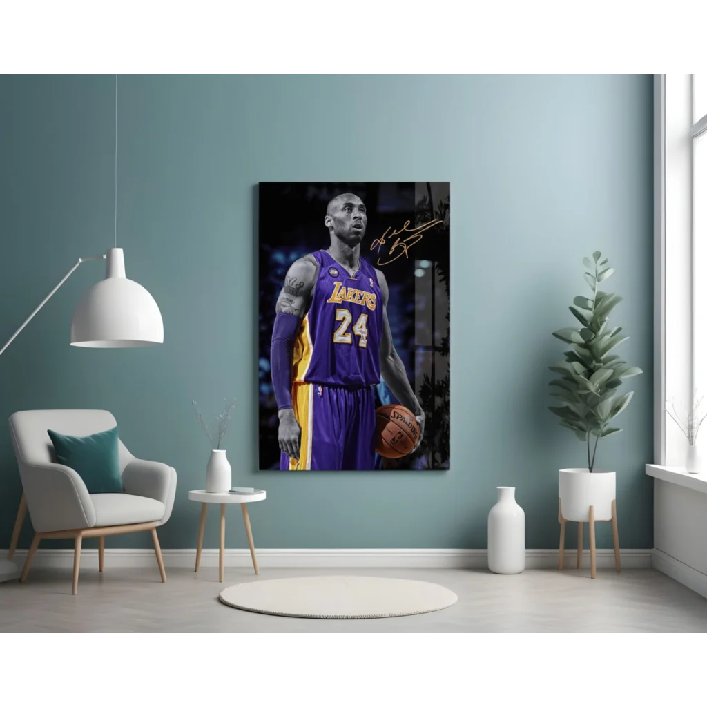 Kobe Bryant signed Lakers jersey number 24 canvas wall art print