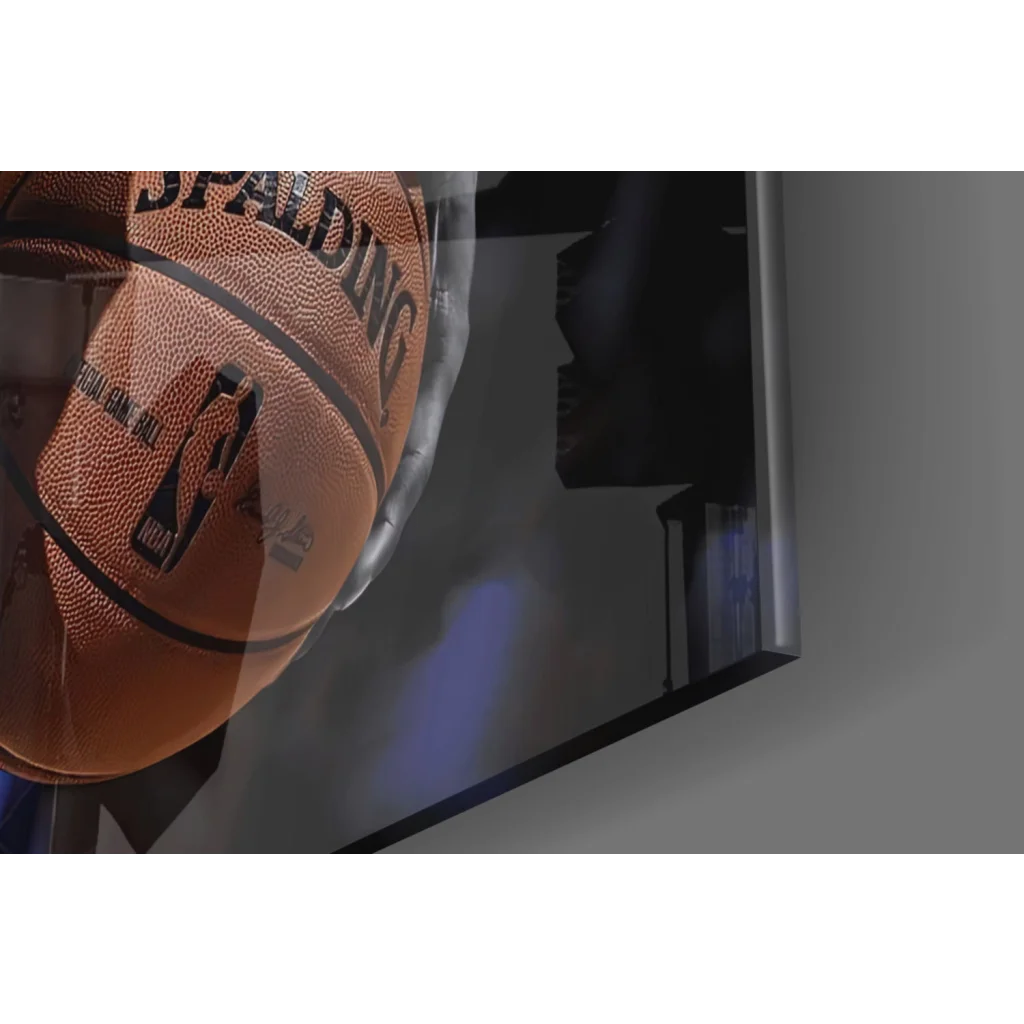 Kobe Bryant Lakers 24 orange Spalding NBA basketball in glass wall art frame