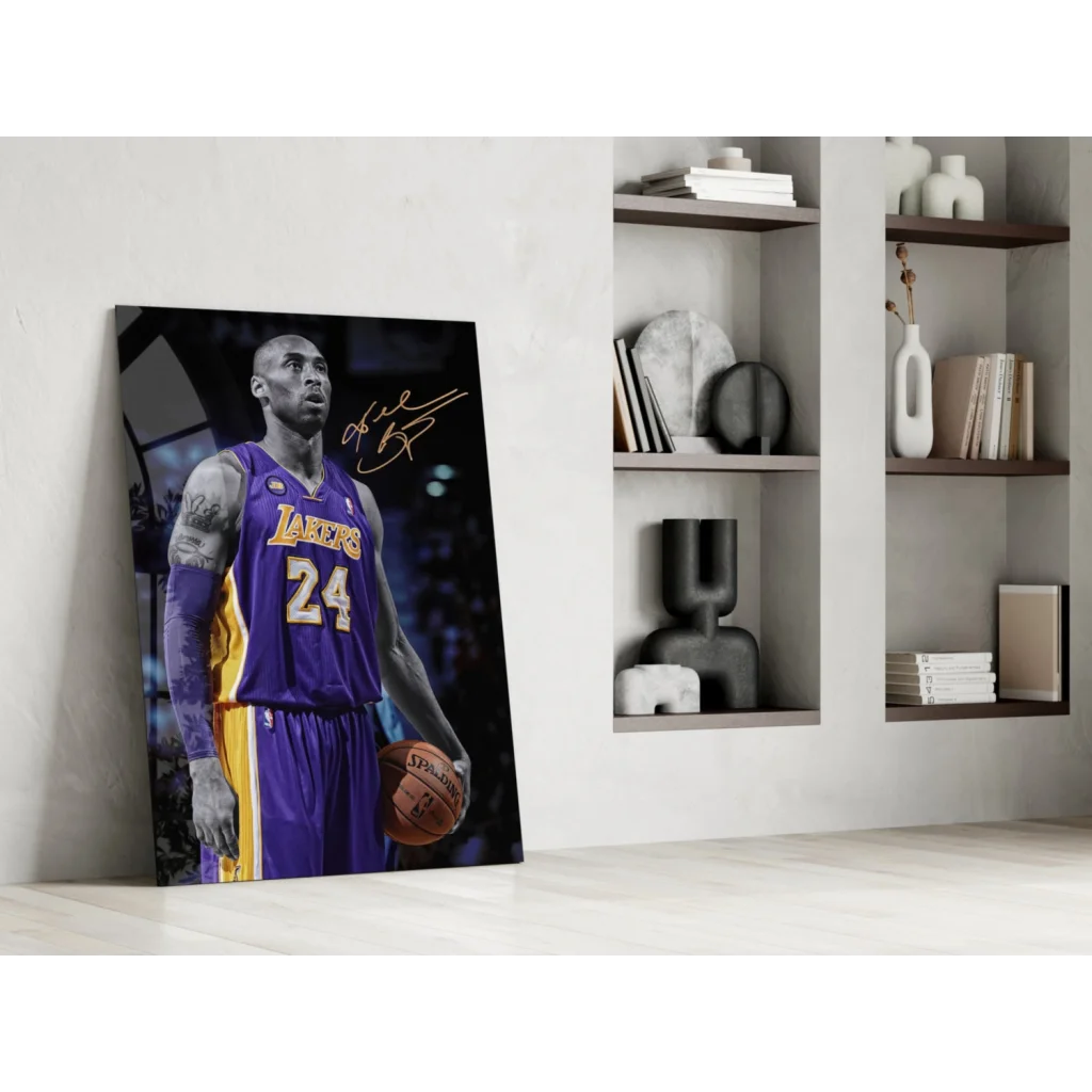 Kobe Bryant Lakers Jersey Canvas Wall Art Print with Purple Gold Number 24