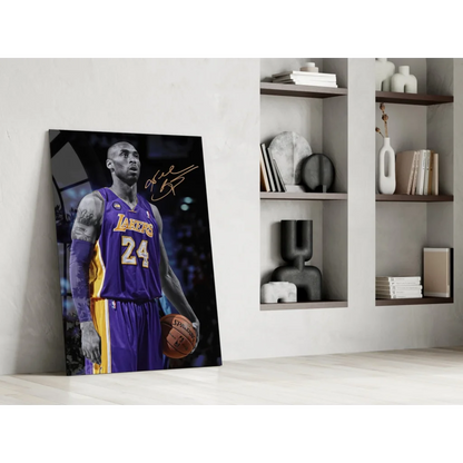 Kobe Bryant Lakers Jersey Canvas Wall Art Print with Purple Gold Number 24
