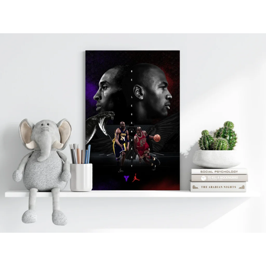Kobe Bryant and Michael Jordan portraits on Insigne Aluminum Prints