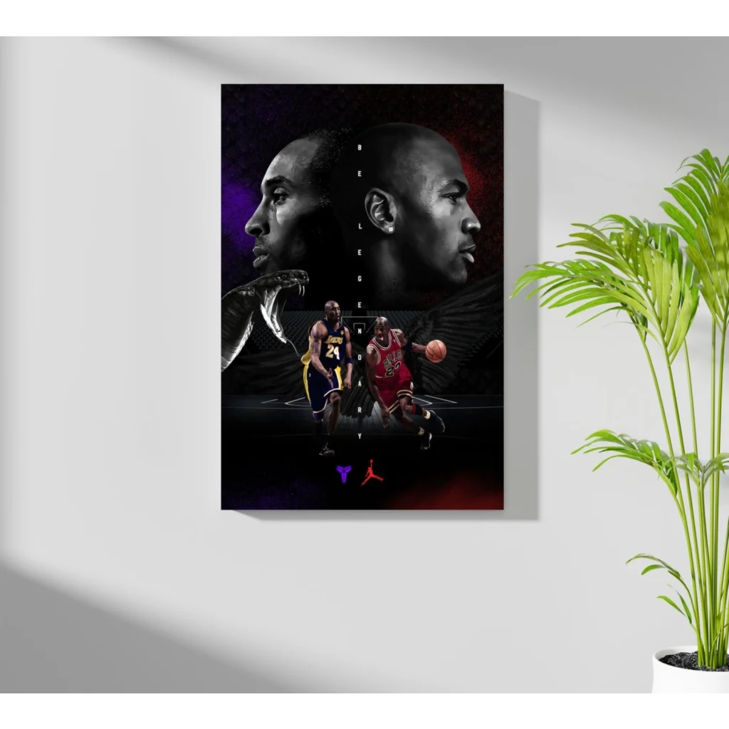 Kobe Bryant and Michael Jordan portraits on Insigne aluminum prints