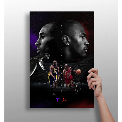 Kobe Bryant and Michael Jordan portraits on Insigne aluminum prints poster
