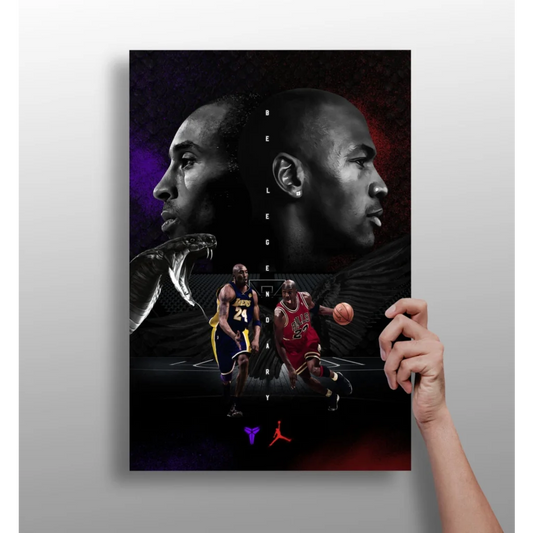 Kobe Bryant and Michael Jordan portraits on Insigne aluminum prints poster