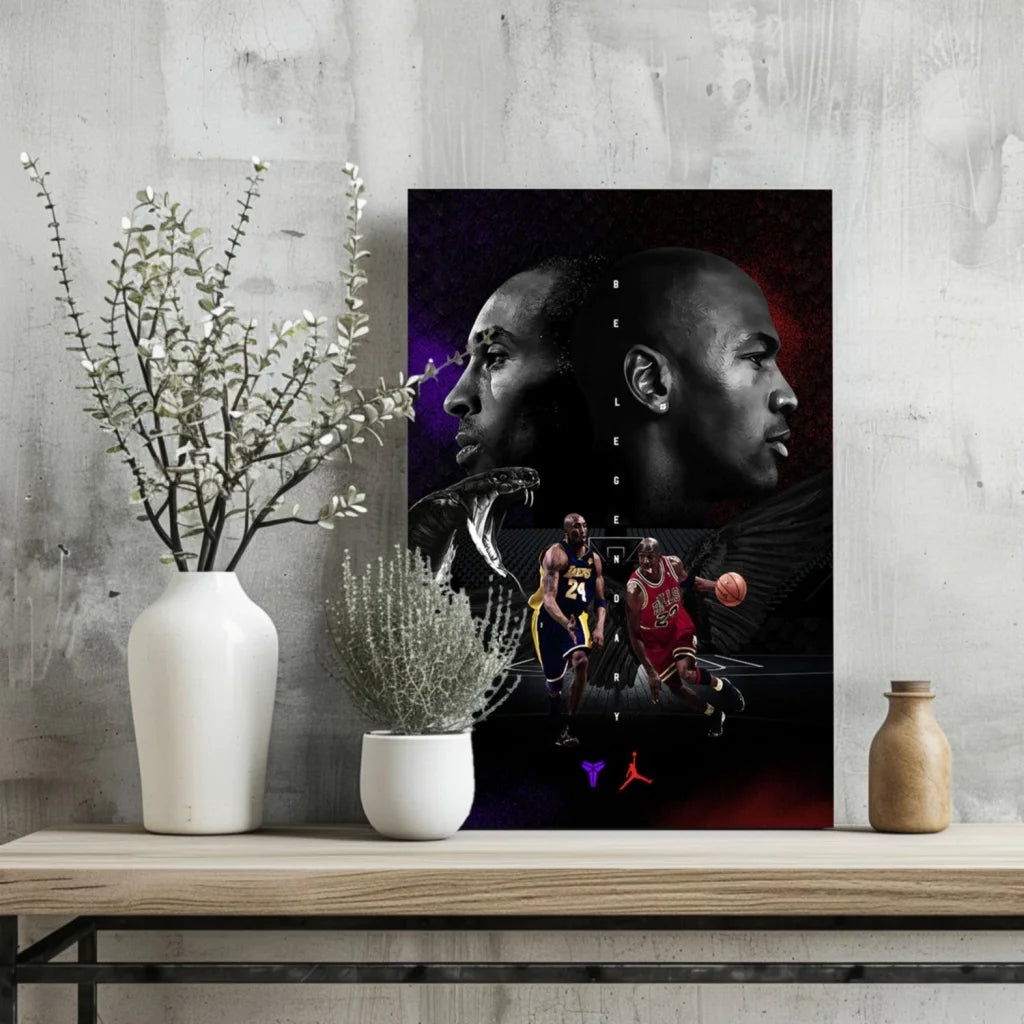 Kobe and Jordan Legends Unite Insigne Aluminum Prints Poster
