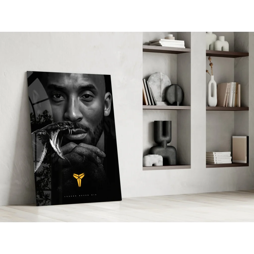 Kobe Bryant black and white snake poster with gold accents wall art