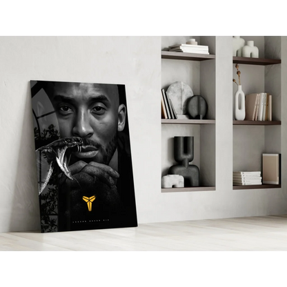 Kobe Bryant black and white snake poster with gold accents wall art