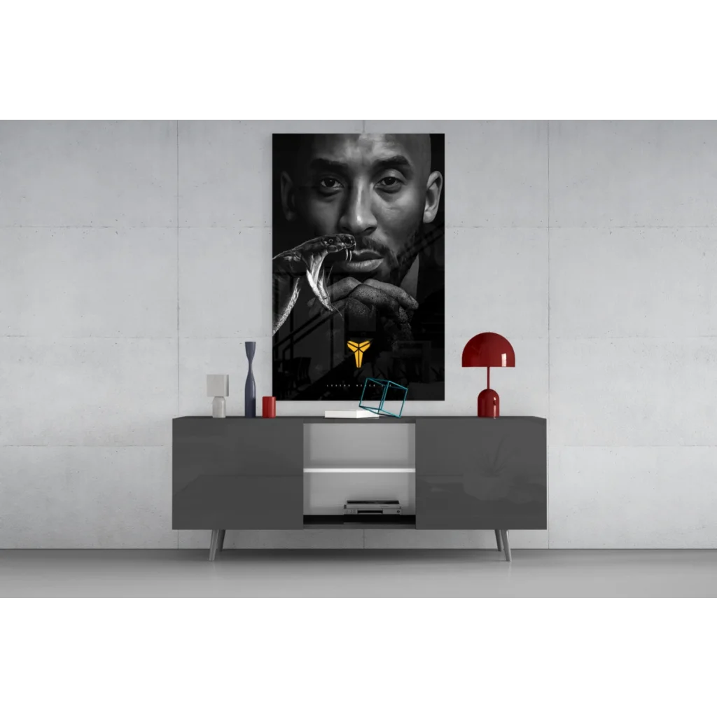 Kobe Bryant black and white snake poster with gold accents wall art