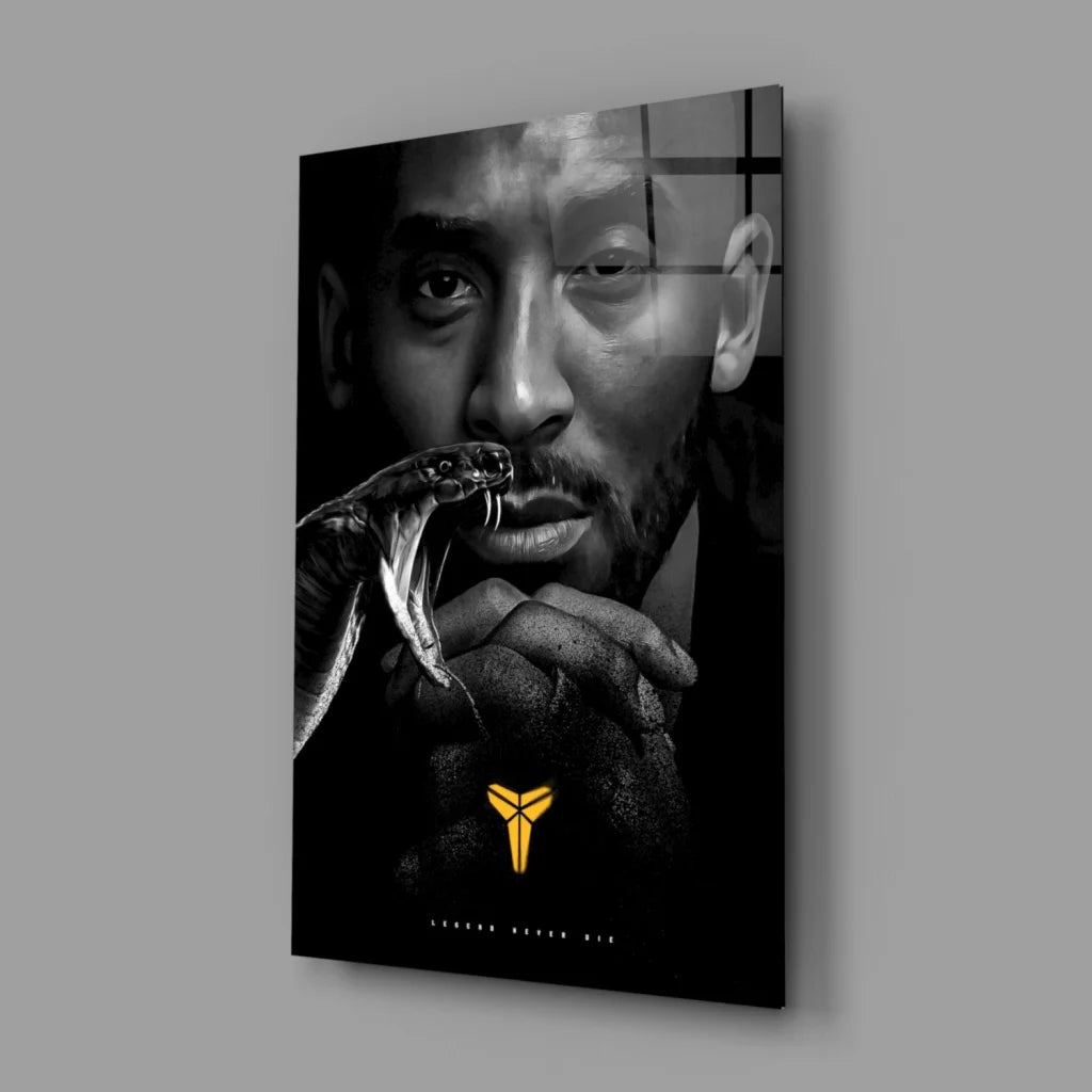 Black and white Kobe Bryant snake poster with gold accents wall art