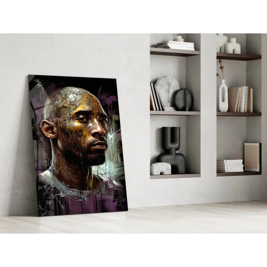 Kobe Bryant graffiti canvas wall art in black gold purple tribute
