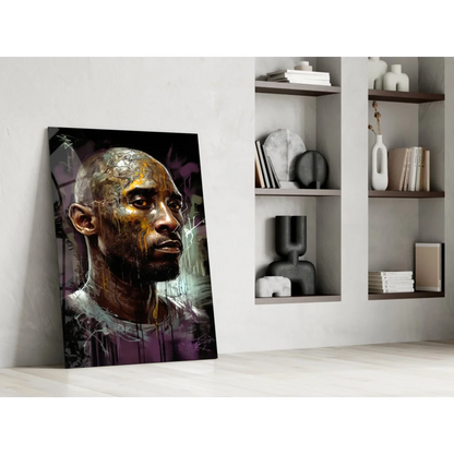 Kobe Bryant graffiti canvas wall art in black gold purple tribute