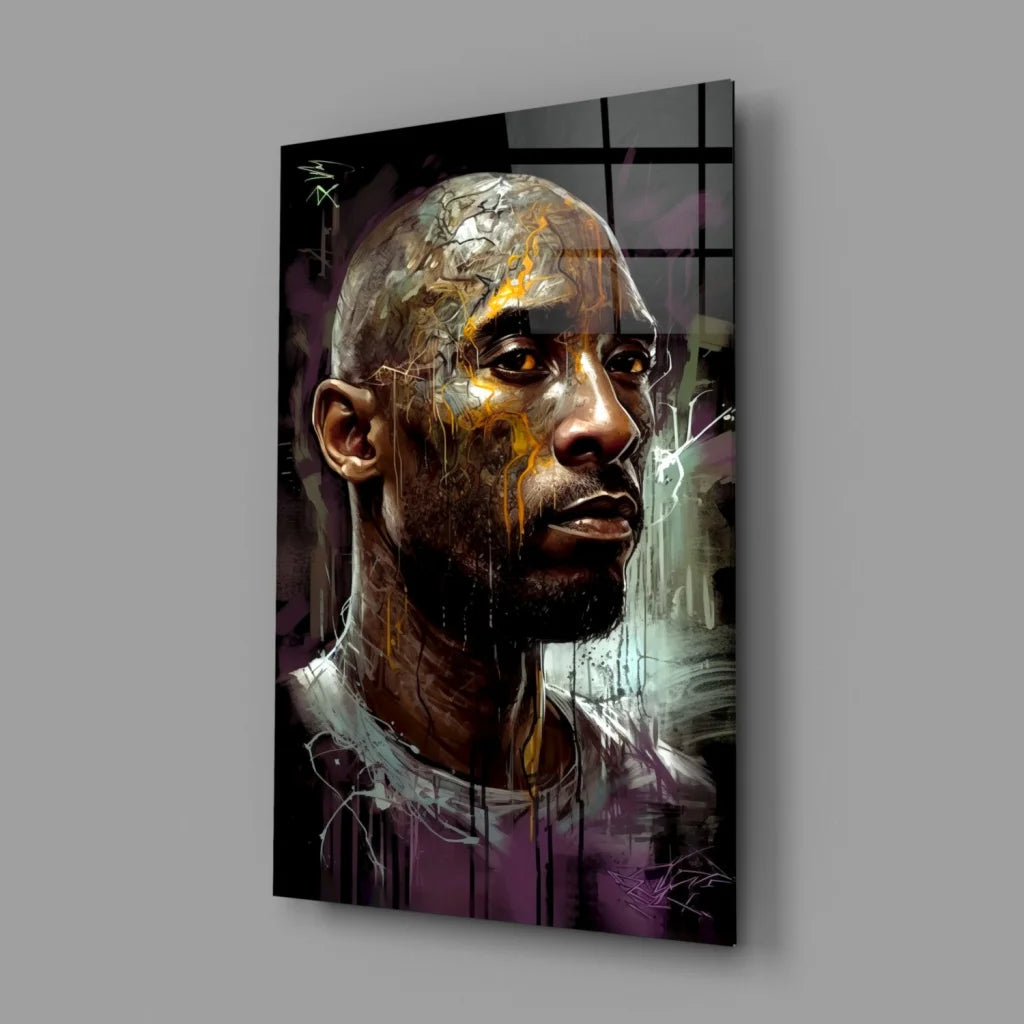 Kobe Bryant graffiti wall art canvas with gold drips on purple gray
