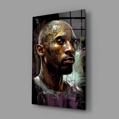 Kobe Bryant graffiti wall art canvas with gold drips on purple gray