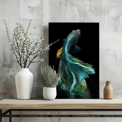 Stunning Betta Fish Insigne Aluminum Prints for Modern Walls | Glass Wall Art Print | vintageantiquesgifts.com