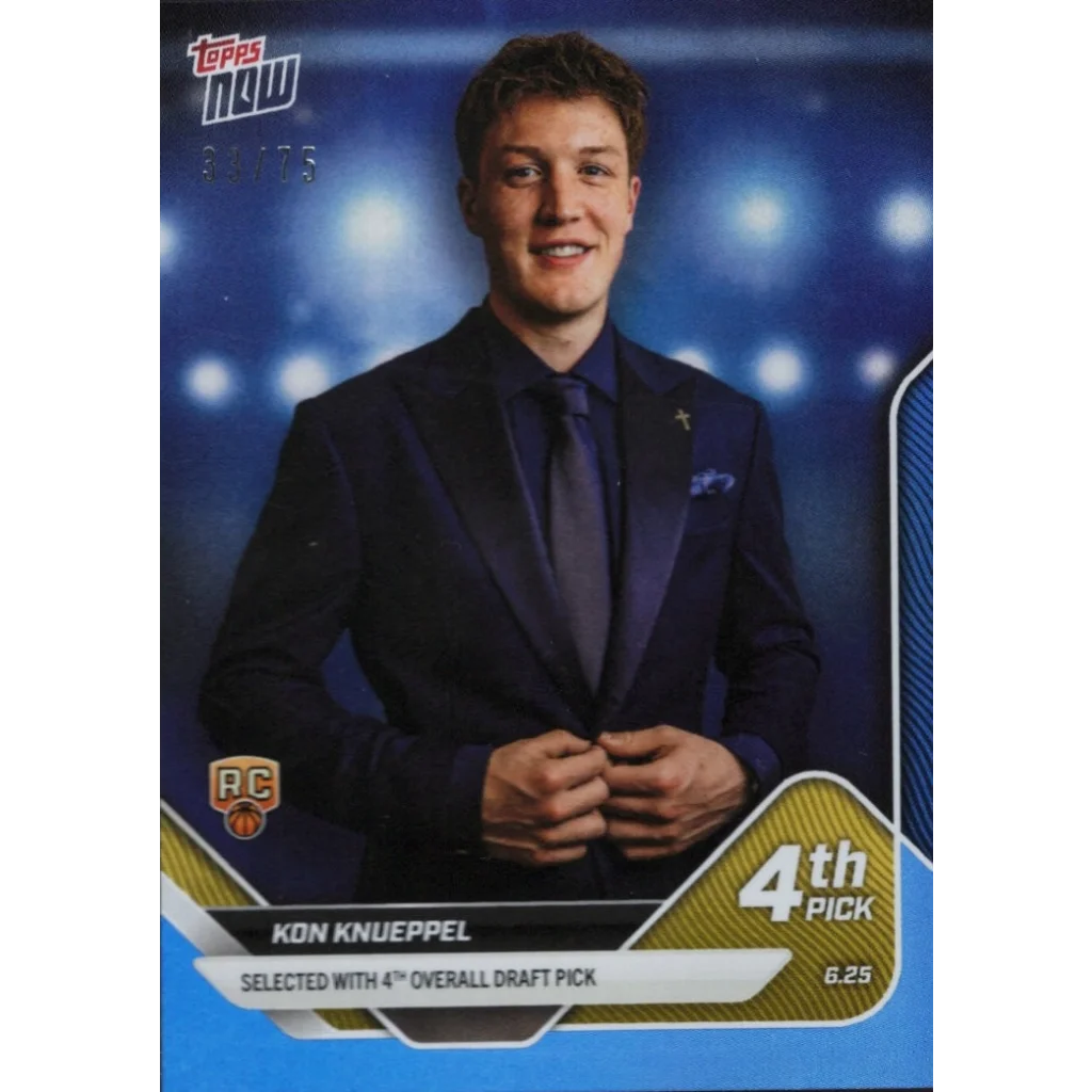 Kon Knueppel 4th Pick Topps Now Basketball Card showing authentic trading card