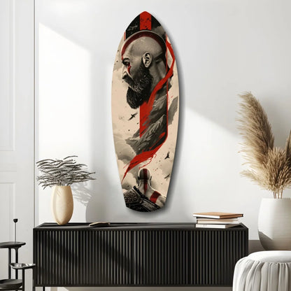 Sleek Kratos tempered glass wall art in surfboard design