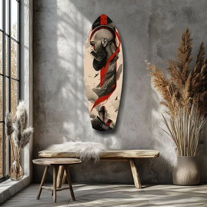 Epic Kratos tempered glass wall art with oval skateboard design
