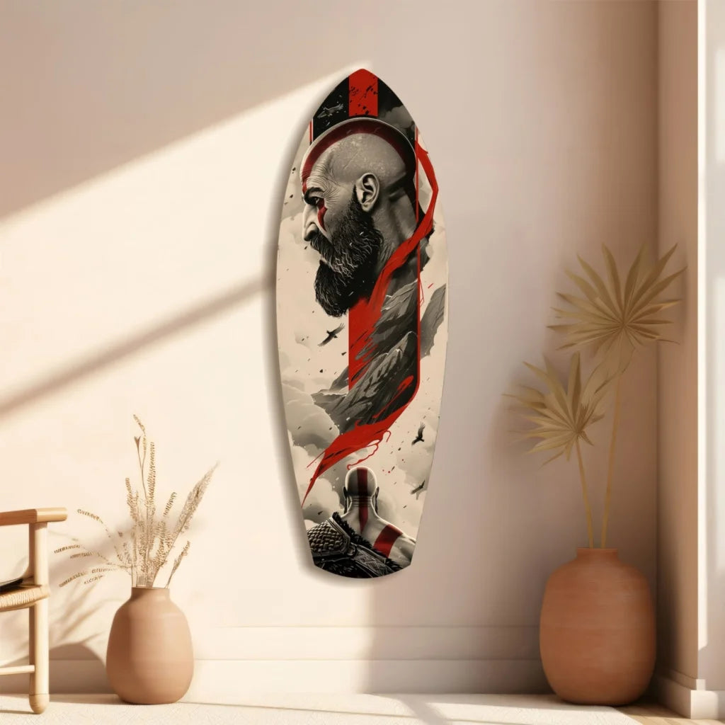 Epic Kratos Tempered Glass Wall Art Skateboard Design