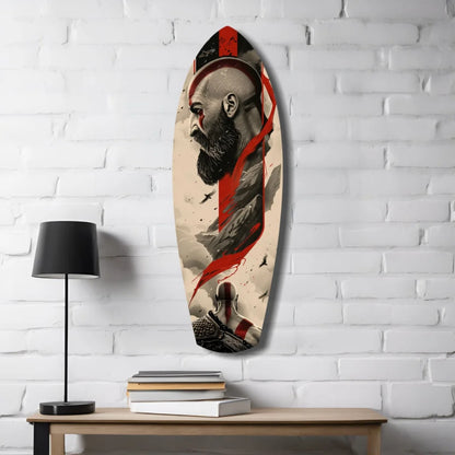Epic Kratos Tempered Glass Wall Art Skateboard Design | Contemporary Home Wall Art | vintageantiquesgifts.com
