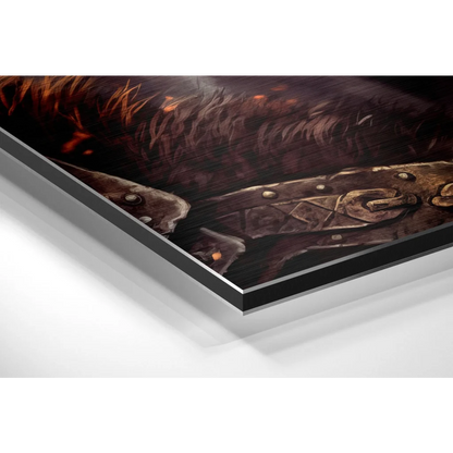 Kratos God of War canvas print on brushed aluminium dibond