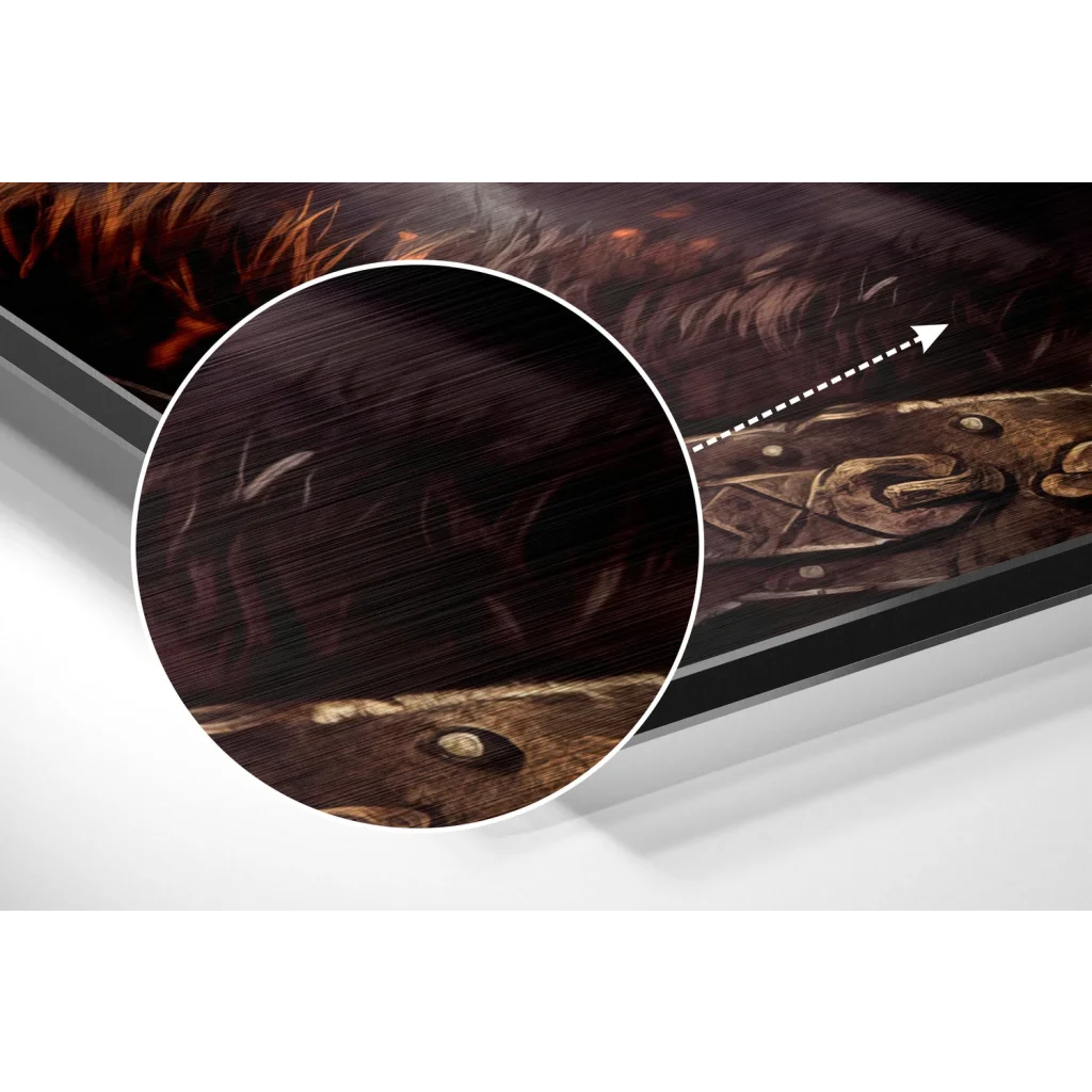 Kratos God of War dark brown textured canvas on brushed aluminium dibond