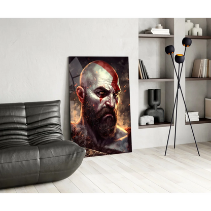 Kratos God of War intense portrait canvas wall art print