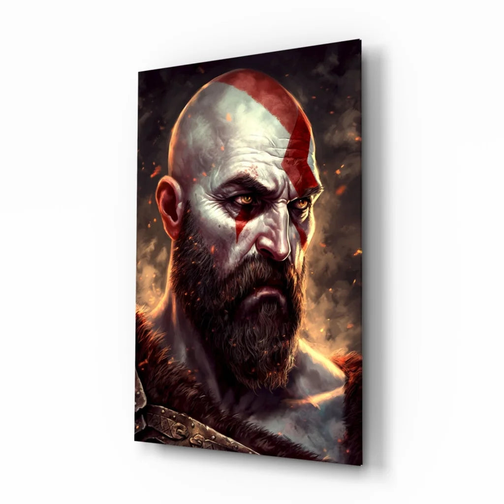 Fierce Kratos from God of War canvas wall art portrait print