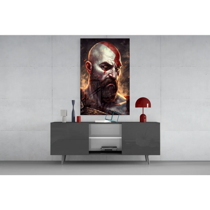 Kratos God of War intense portrait canvas wall art print