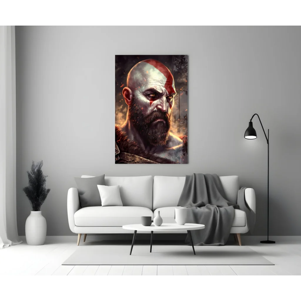 Kratos God of War canvas wall art portrait print