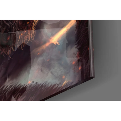 Kratos God of War fiery fantasy wall art portrait print