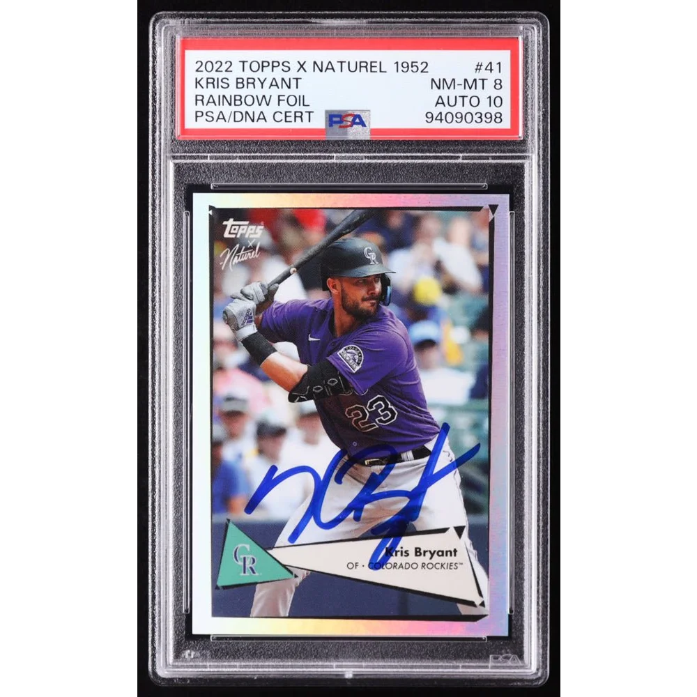 Kris Bryant 2022 Topps Rainbow Foil Auto Baseball Card graded PSA graded 2022