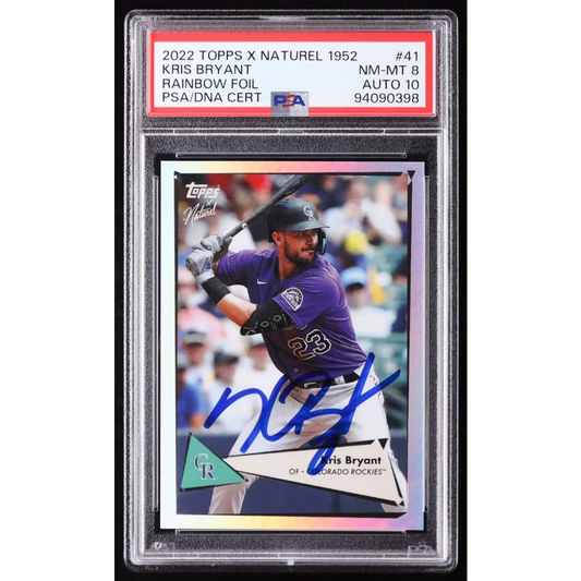 Kris Bryant 2022 Topps Rainbow Foil Auto Baseball Card graded PSA graded 2022