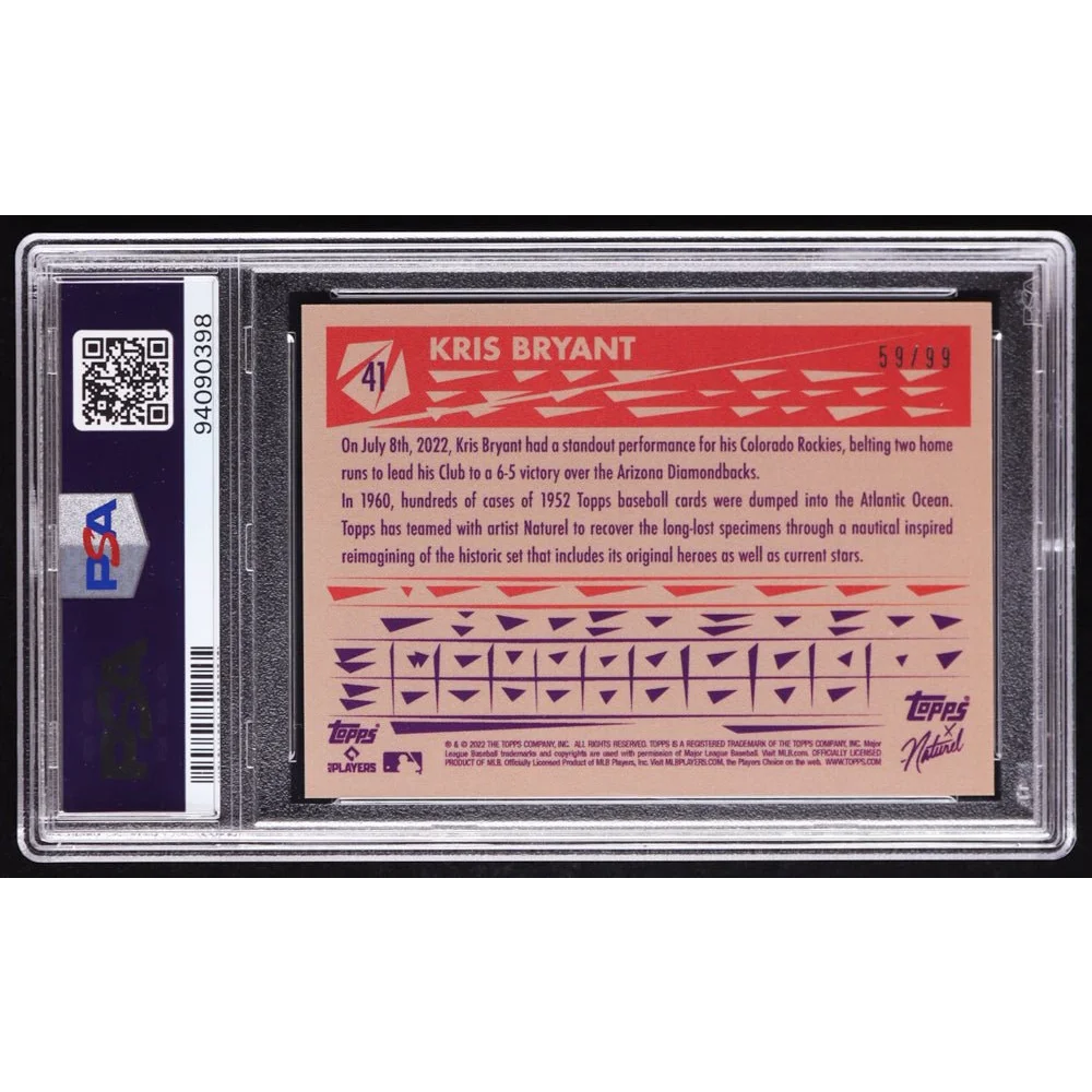 Kris Bryant PSA graded 2022 Topps Rainbow Foil autograph baseball card