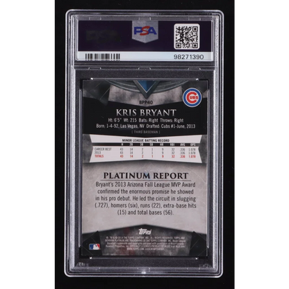 Kris Bryant graded 2014 Bowman Platinum rookie card with PSA DNA certification