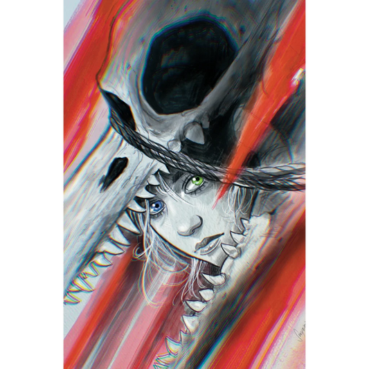 Kromas skull pendant necklace with red black accents on silver chain