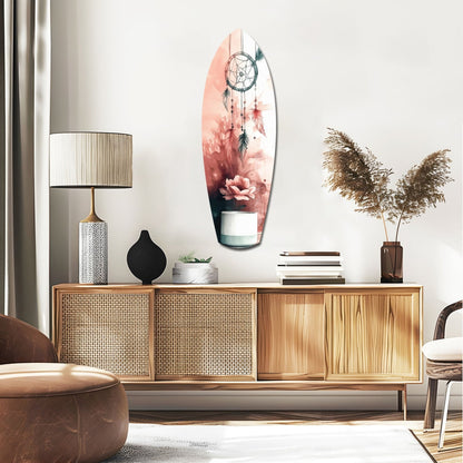 Blush Dreamcatcher Bloom Surfboard Glass Wall Art
