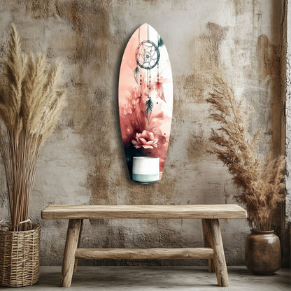 Blush Dreamcatcher Bloom Surfboard Glass Wall Art
