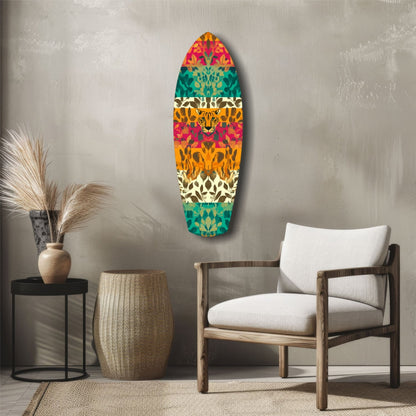 Tiger Face Tropical Camo Stripes Glass Wall Art