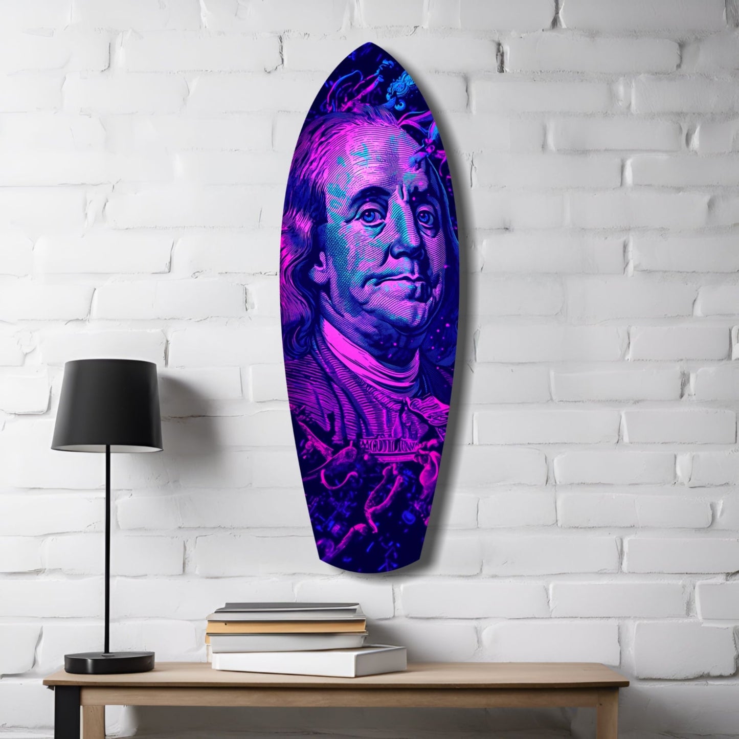Magenta Ultraviolet Banknote Portrait Glass Wall Art
