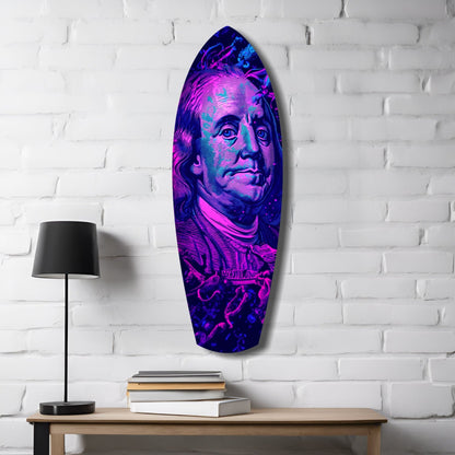 Magenta Ultraviolet Banknote Portrait Glass Wall Art