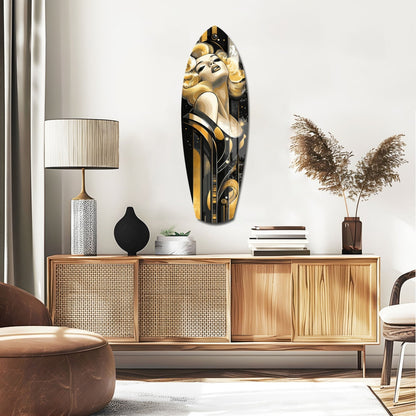 Golden Blonde Bombshell Glass Wall Art