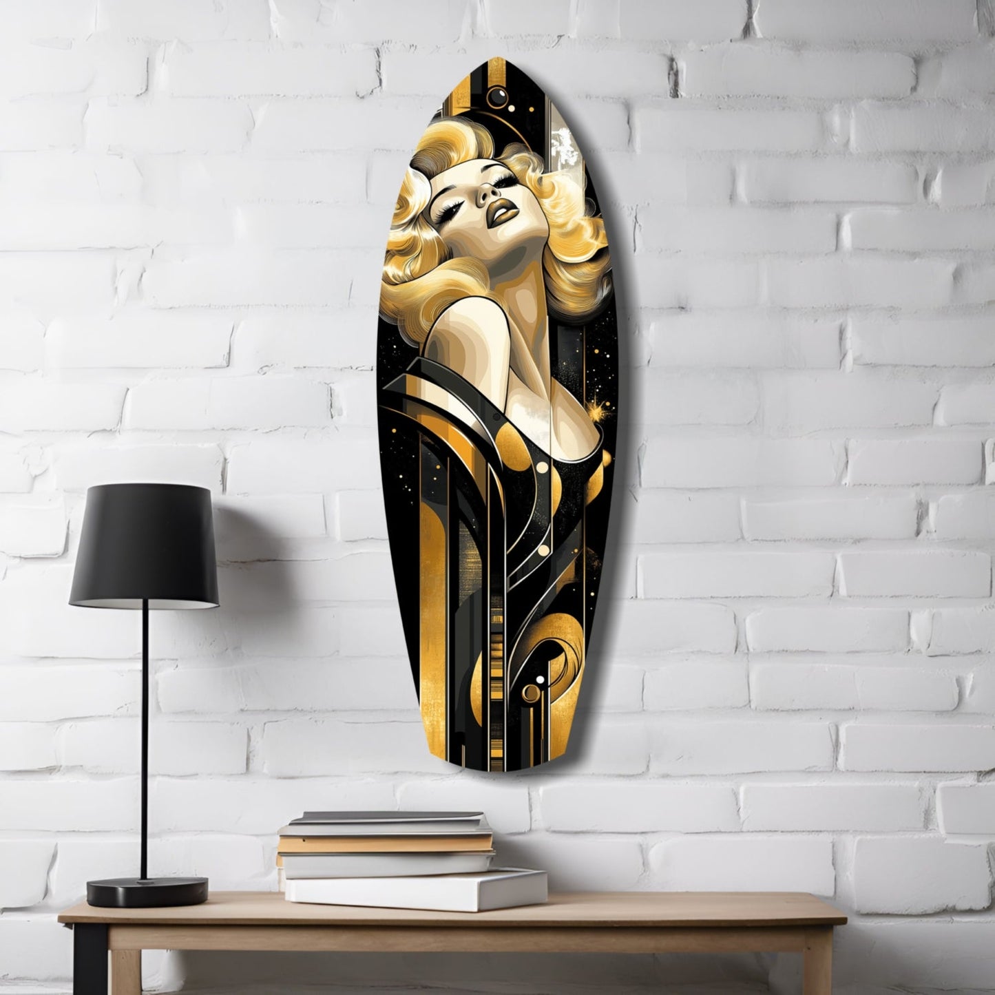 Golden Blonde Bombshell Glass Wall Art