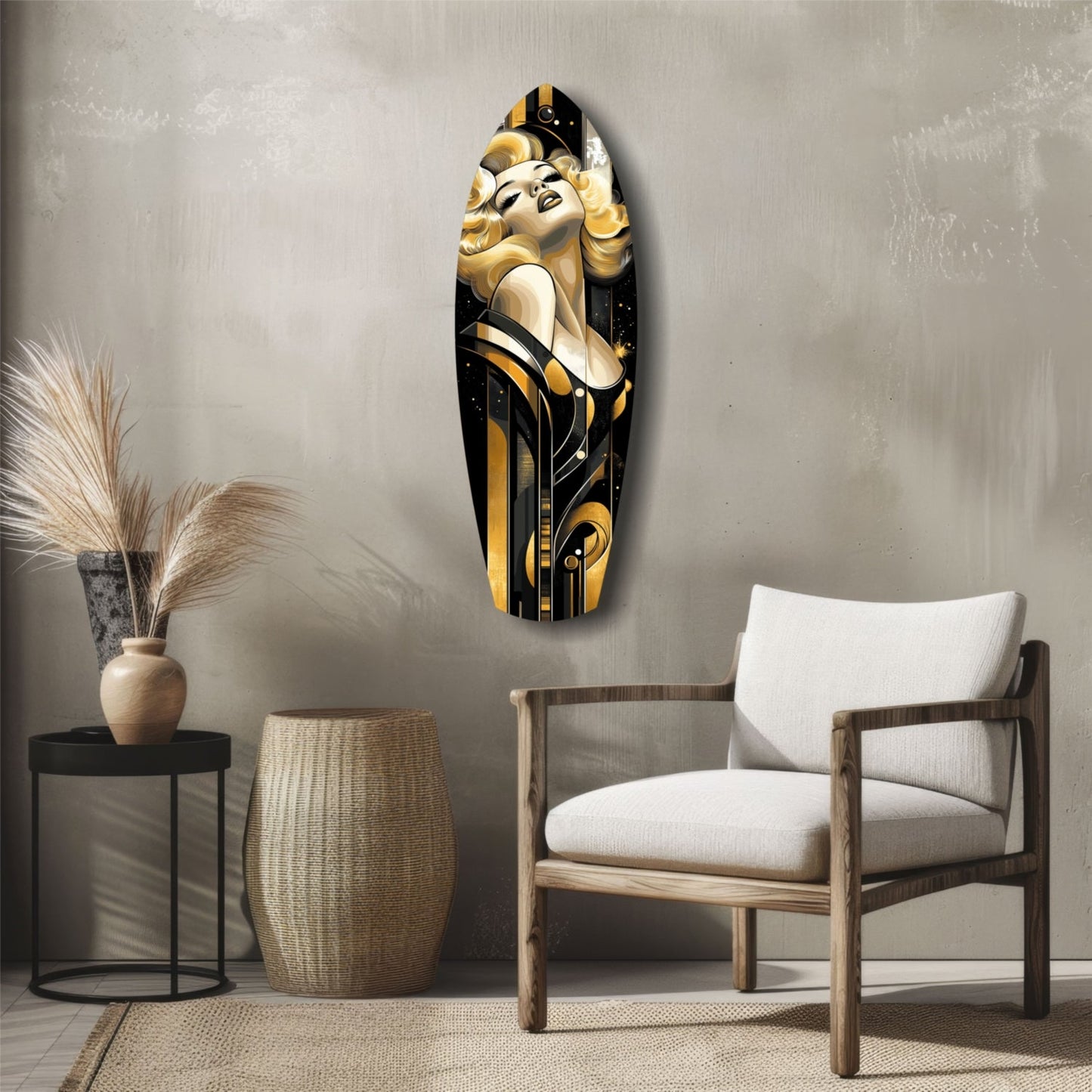 Golden Blonde Bombshell Glass Wall Art