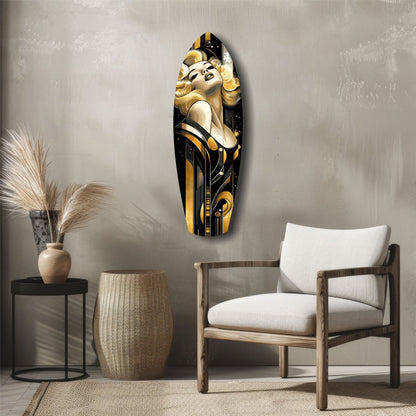 Golden Blonde Bombshell Glass Wall Art