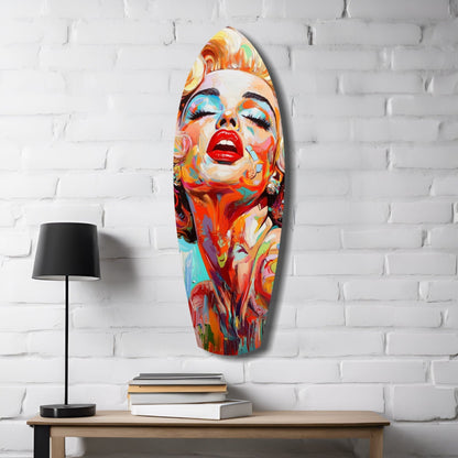Palette Knife Blonde Diva Portrait Glass Wall Art