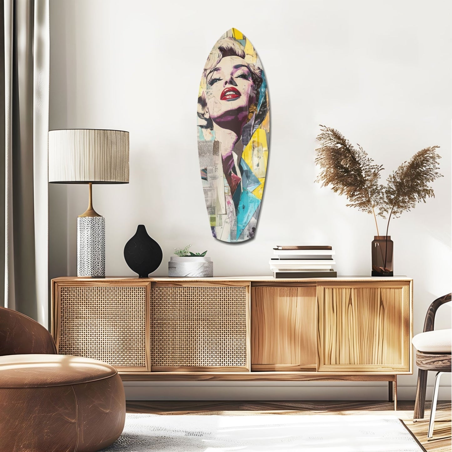 Surfboard Collage Blonde Glass Wall Art