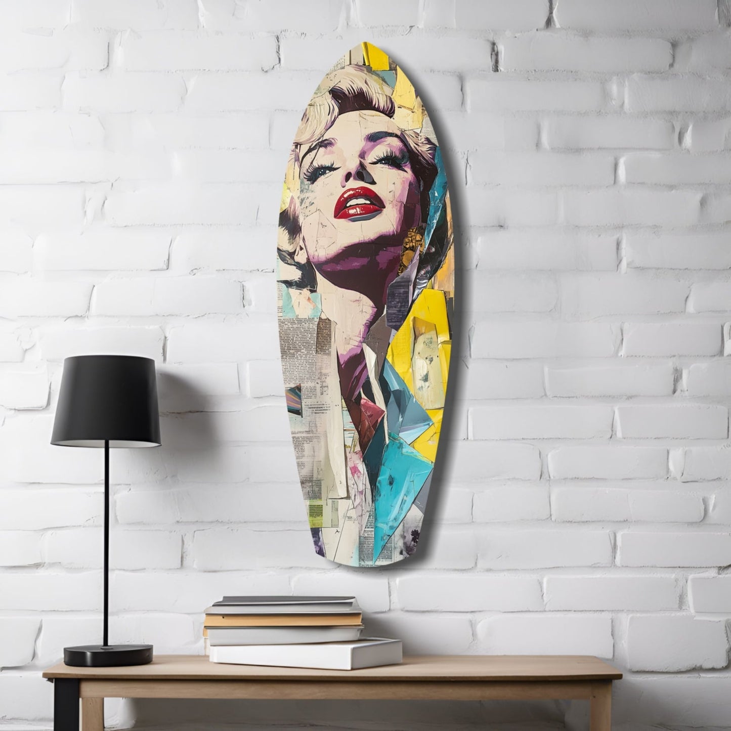 Surfboard Collage Blonde Glass Wall Art