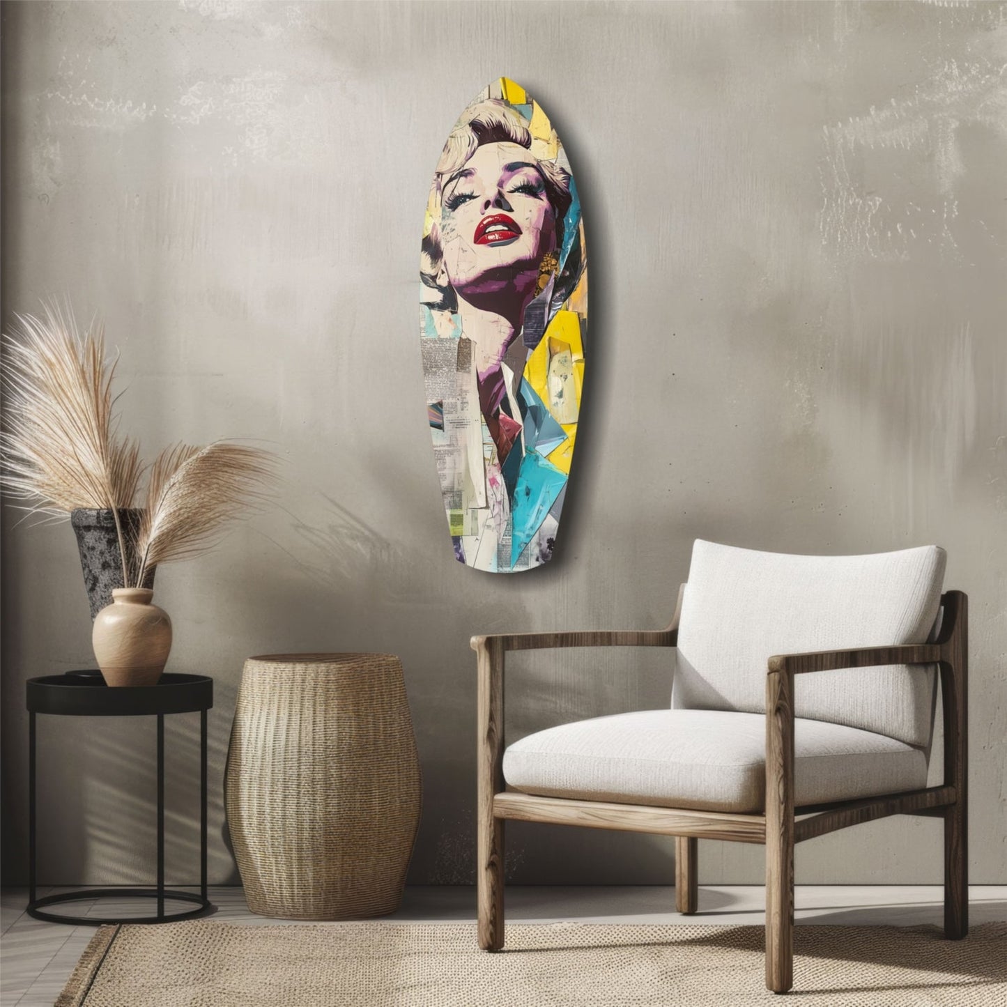 Surfboard Collage Blonde Glass Wall Art